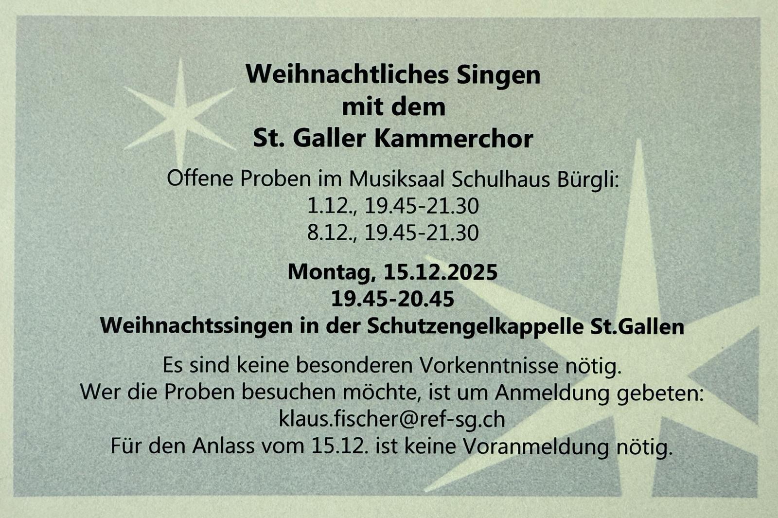 Weihnachtssingen SG Kammerchor 2025